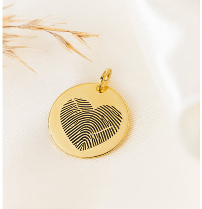 Gegraveerde sieraden Vingerafdruk Bedel 'Hart'