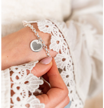 Gegraveerde sieraden Fingerprint Charm Bracelet 'Heart' 1 fingerprints