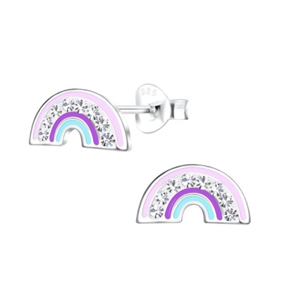 KAYA sieraden Silver children’s earrings ‘Purple Rainbow’