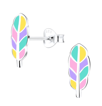KAYA sieraden Silver children’s earrings ‘Feather’