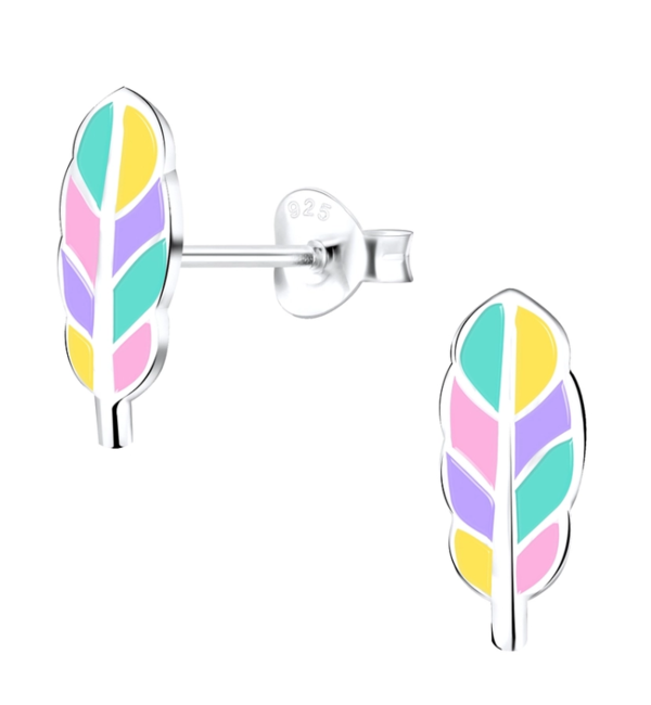 KAYA sieraden Silver children’s earrings ‘Feather’