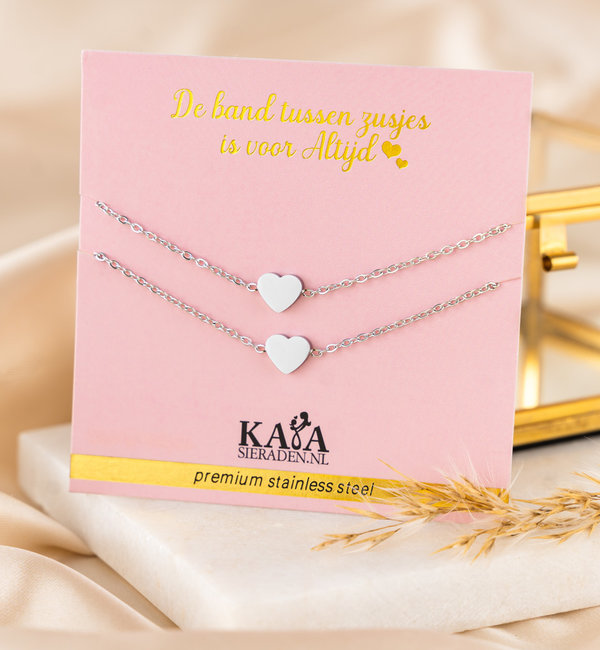 KAYA sieraden Sisters bracelet set with heart | Stainless Steel