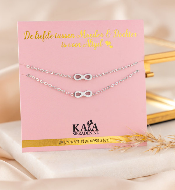 KAYA sieraden Mother & Daughter bracelet set with infinity symbol | Stainless Steel