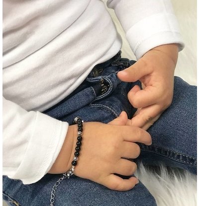 KAYA sieraden Jongens Armband I Zwarte Onyx