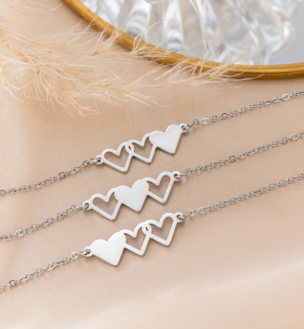 KAYA sieraden 3 Girlfriend Bracelets Set 'Hearts'