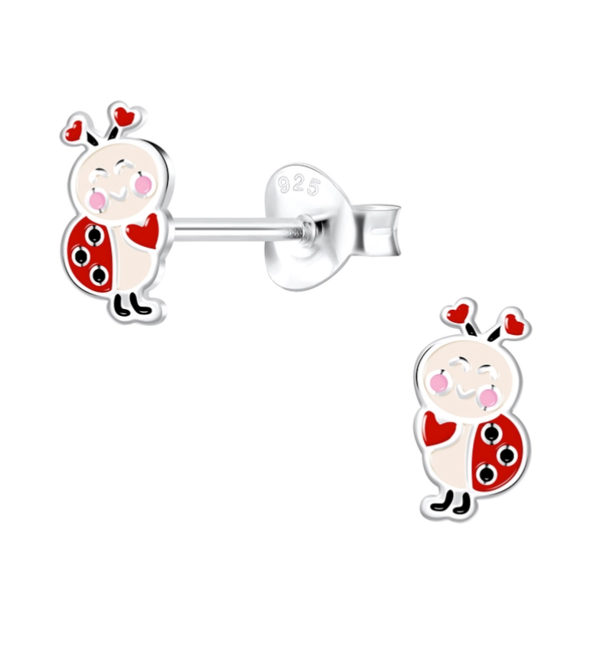 KAYA sieraden Silver Children's Earrings 'Ladybug' with Heart