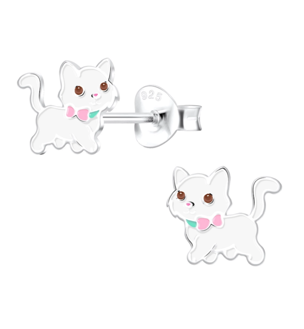 KAYA sieraden Silver Children's Earrings 'Kitten'