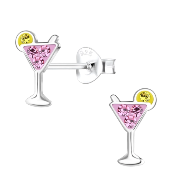 KAYA sieraden Silver Children's Earrings 'Cocktail' with Crystals
