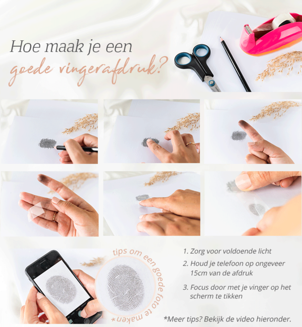 Gegraveerde sieraden Bedel met Vingerafdruk 'Hart'