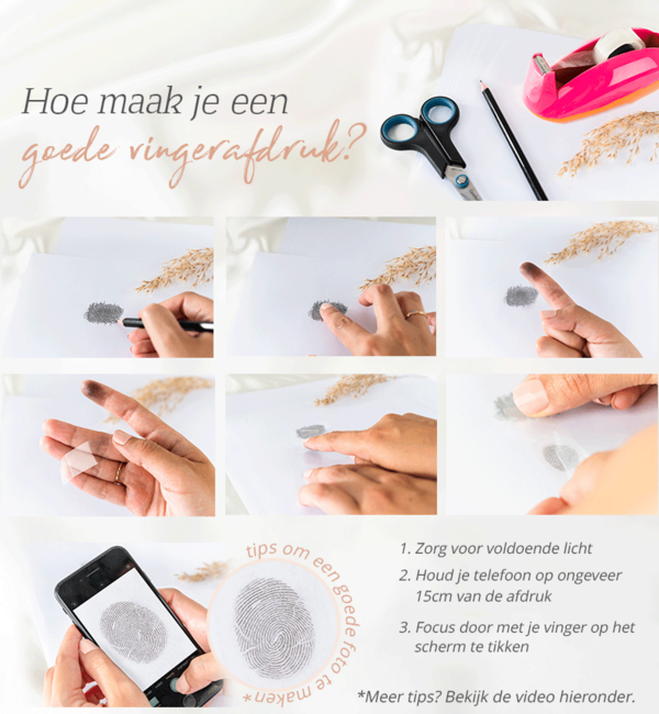 Gegraveerde sieraden Ring met Vingerafdruk - 3 mm - Zilver