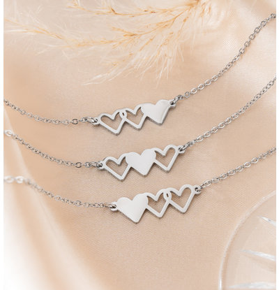 KAYA sieraden 3 Generatie Armbanden Set 'Hartjes' | Stainless Steel