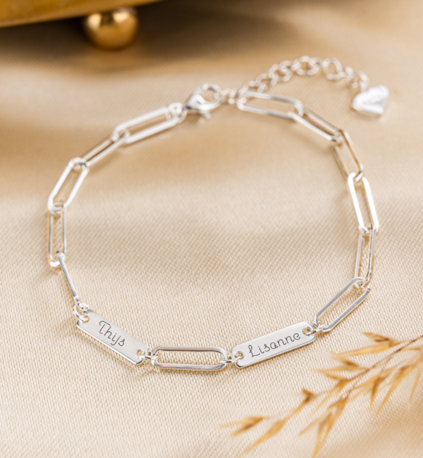 KAYA sieraden Gepersonaliseerde Schakelarmband met 2 Namen 'Closed Forever'