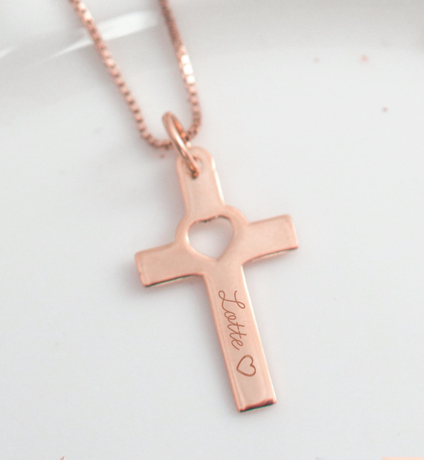 KAYA sieraden Ketting 'Cross' met ♡