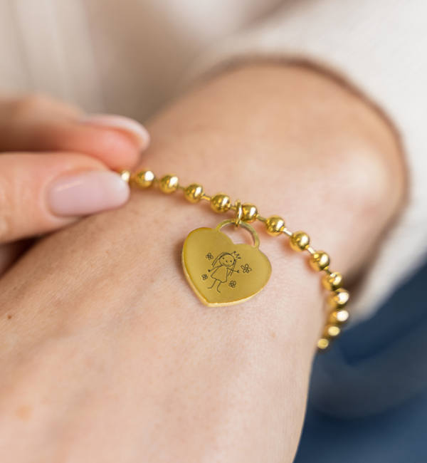 KAYA sieraden Child’s drawing bracelet ‘Beaded’ | Stainless Steel