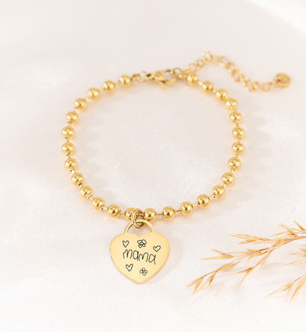 KAYA sieraden Child’s drawing bracelet ‘Beaded’ | Stainless Steel