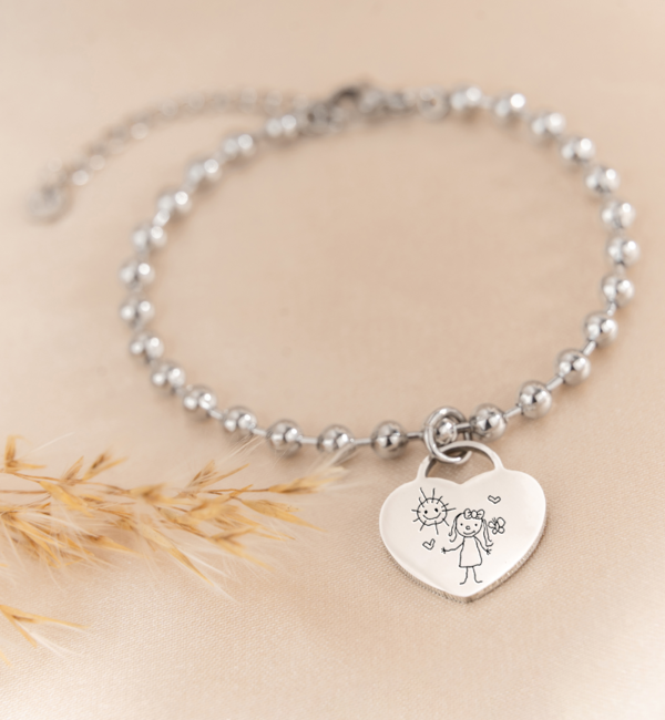 KAYA sieraden Child’s drawing bracelet ‘Beaded’ | Stainless Steel