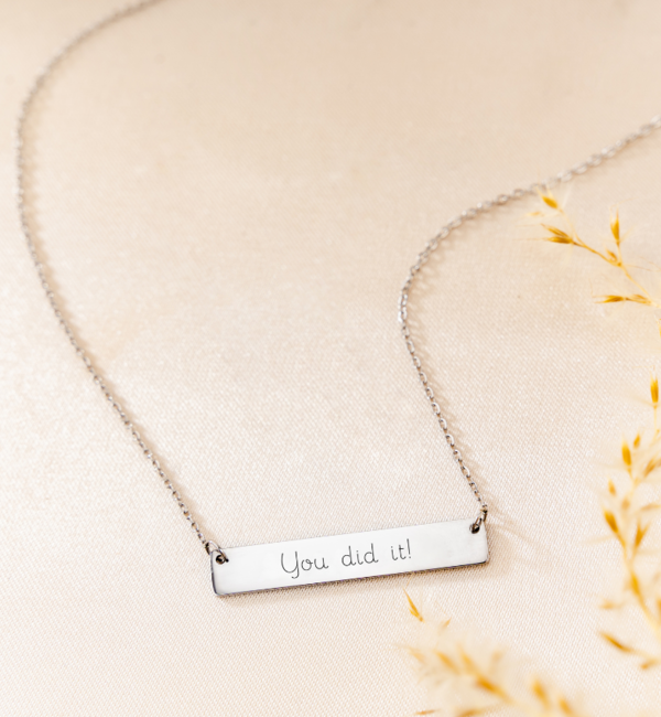 KAYA sieraden Geslaagd Ketting 'Classic Bar' met Gravure | Stainless Steel