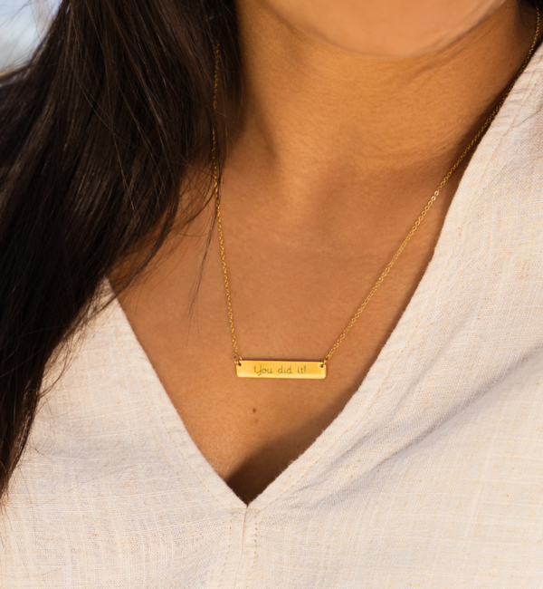 KAYA sieraden Graduation Necklace 'Classic Bar' with Engraving | Stainless Steel