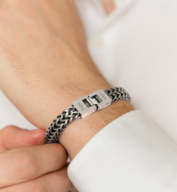 KAYA sieraden RVS Vaderdag Schakelarmband met Gravure
