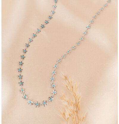 KAYA sieraden Flower Necklace Turquoise | Stainless Steel