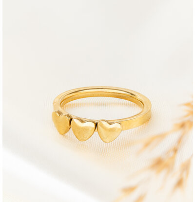 KAYA sieraden Ring 'Hartjes' | Stainless Steel I Maat 6