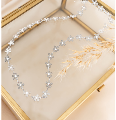 KAYA sieraden Bloemetjes Ketting Wit | Stainless Steel