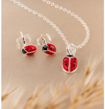 KAYA sieraden Silver set ‘Ladybug’ with necklace and earrings