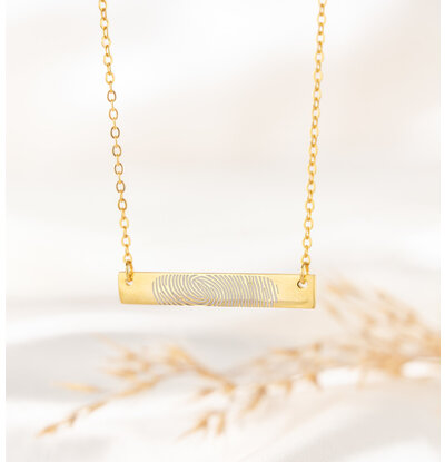 Gegraveerde sieraden Horizontal bar necklace with fingerprint