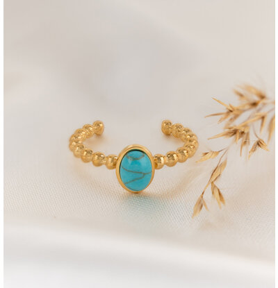 KAYA sieraden Ring Turquoise Jade 'Nova Pérola' | Stainless Steel
