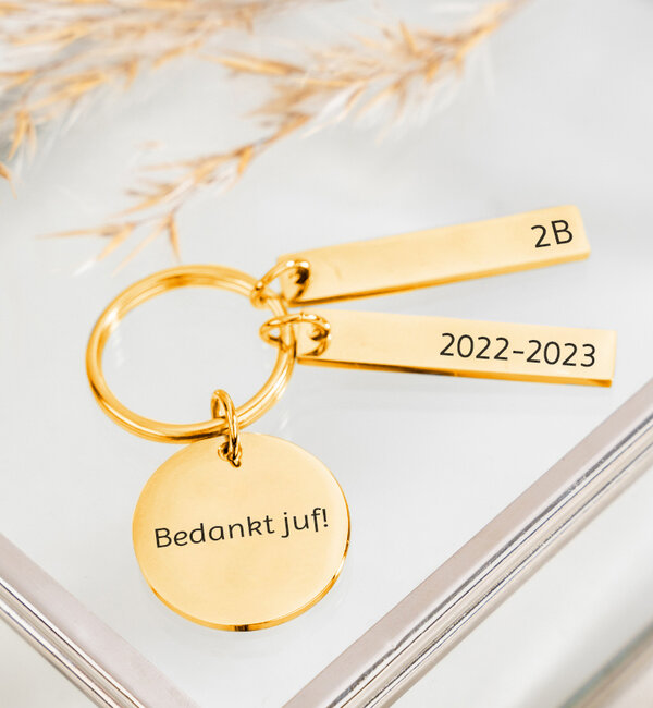 KAYA sieraden Keychain Disc with Name Charms for Teacher | Choose Your Charms