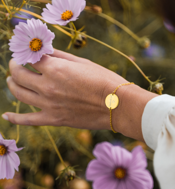 KAYA sieraden Bracelet for teacher with Engraving 'Elegant Disc'