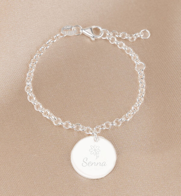 KAYA sieraden Silver Children's Bracelet with Name | Choose Your Symbol