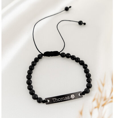 KAYA sieraden Boys bracelet Lava stones with Name | Choose Your Sport