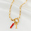 KAYA sieraden Link Necklace with Letter and Coral Charm 'Nova Pérola' | Stainless steel