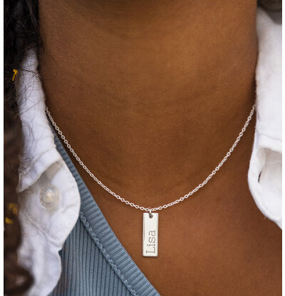 KAYA sieraden Necklace with Name 'Medium Flat Bar'
