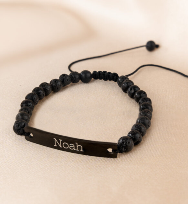 KAYA sieraden Boys bracelet Lava stones with Name