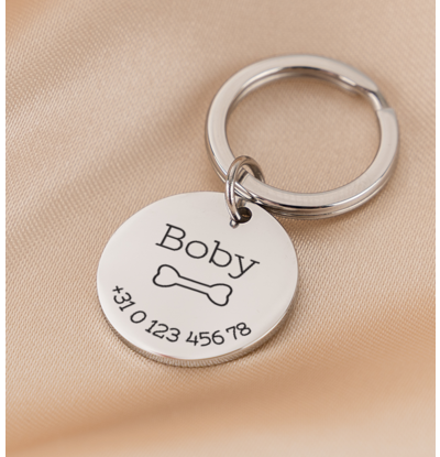 KAYA sieraden Hondenpenning met Naam en Telefoonnummer | Kies je Symbool