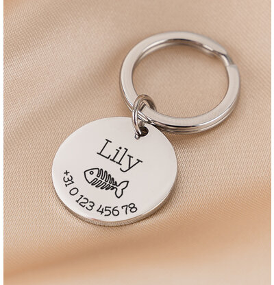 KAYA sieraden Cat Tag with Name and Phone Number | Choose your Symbol
