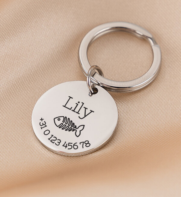 KAYA sieraden Cat Tag with Name and Phone Number | Choose your Symbol