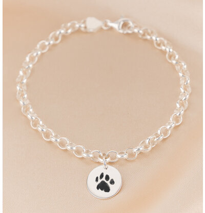 Gegraveerde sieraden Bracelet with Paw Print | Black