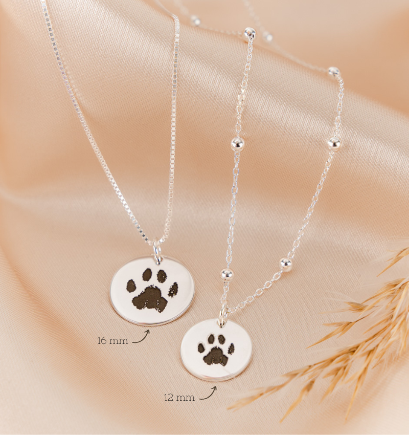 Gold Engravable Paw Print Necklace | Tiny Tags | Tiny Tags