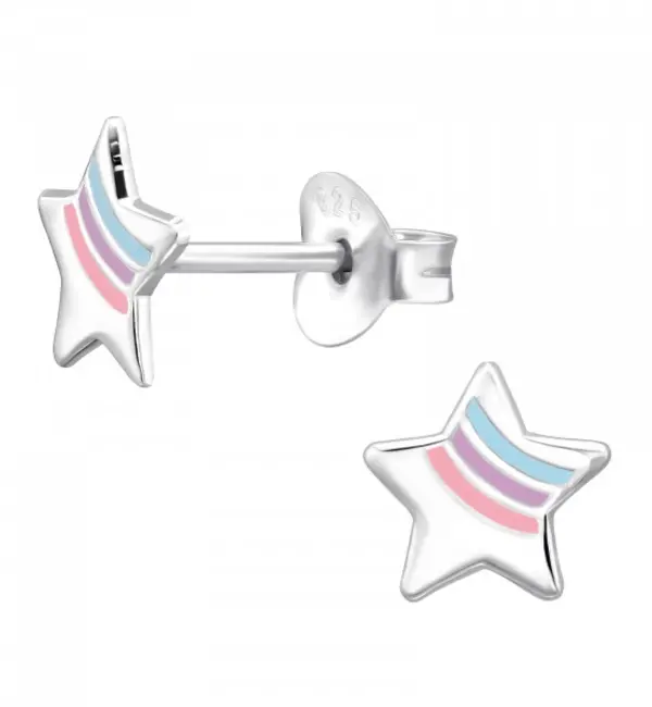 KAYA sieraden Silver Children's Earrings 'Rainbow Star'