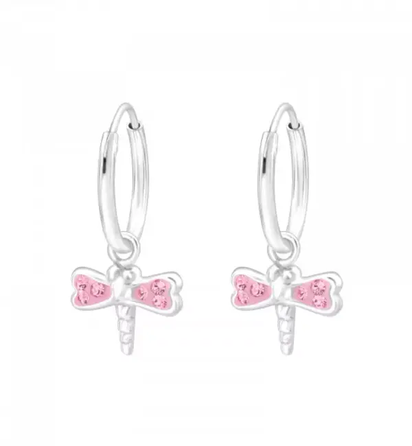 KAYA sieraden Silver children’s earrings ‘Dragonfly’ with crystals