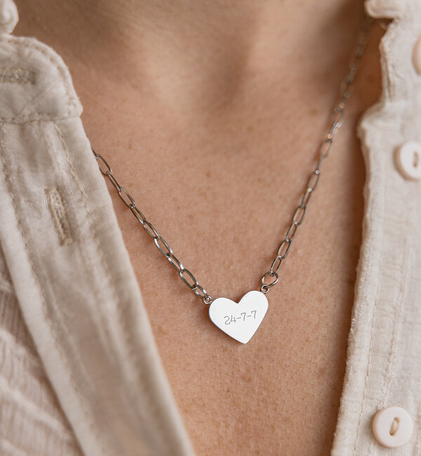 KAYA sieraden Chain necklace ‘Heart with Name’ | Stainless Steel