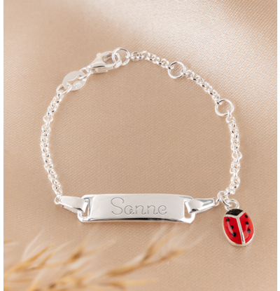 KAYA sieraden Kinderarmband Lieveheersbeestje 'Classic Bar' met Gravure