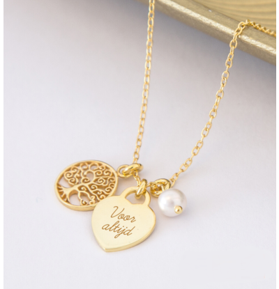 KAYA sieraden StLevensboom Ketting met Gravure