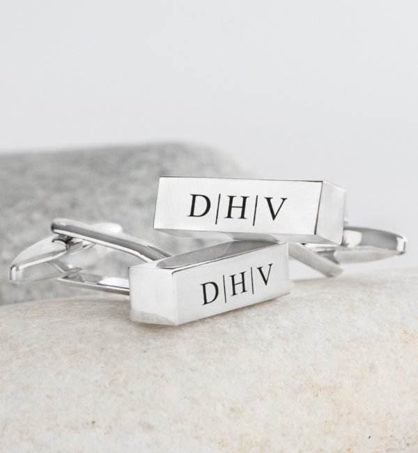 KAYA sieraden Stainless Steel Cufflinks 'Bar' with Engraving