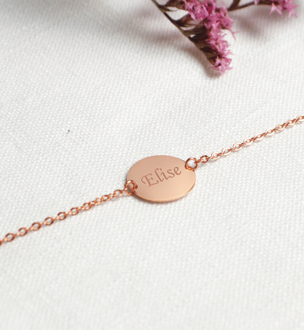 KAYA sieraden Silver Children's Bracelet 'Elegant Disc' with Name | Choose Your Symbol