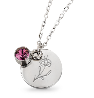 KAYA sieraden Birthstone with Birth Flower Necklace I February