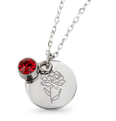 KAYA sieraden Birthstone and Flower Necklace January | Stainless Steel